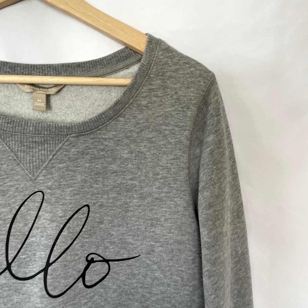 Banana Republic oversized gray crewneck sweater hello fleece pullover women's M - Picture 2 of 7